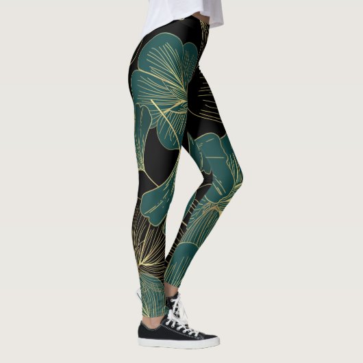 Leggings Feuilles verts or (Droite)