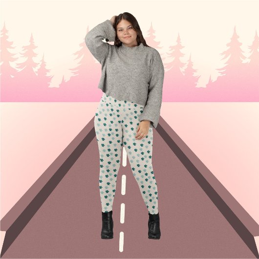 Leggings Feuilles verts sur Motif arrière - plan beige