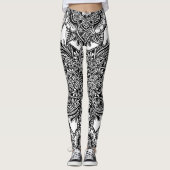 Leggings Feuillet plein à main levée B&W (Devant)