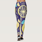Leggings Feux de citrons : bleu foncé Motif brillant (Dos)