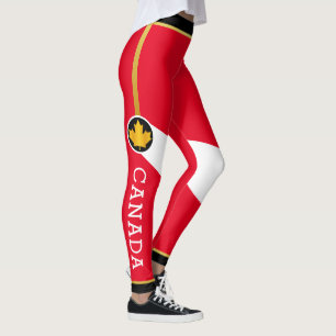 Leggings Fiers patriotes canadiens avec une feuille d'érab