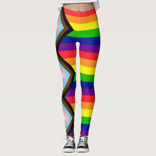 Leggings Fierté de progrès LGBTQ+ Unisexe Tendance  (Devant)