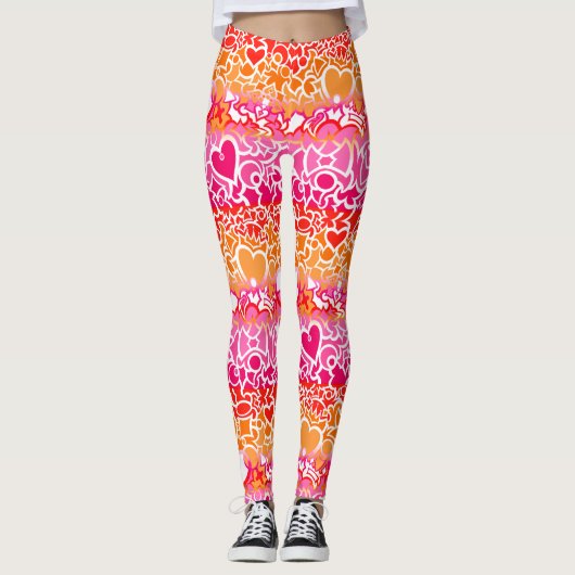 Leggings Fierté lesbienne Sunset Squiggle (Devant)