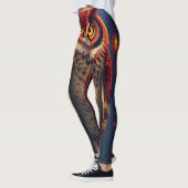 Leggings Fiery Spirit Owl: Phoenix Rebirth Art (Gauche)