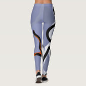 Leggings Figure avec Feline : bleu Abstrait, orange, B & W (Dos)