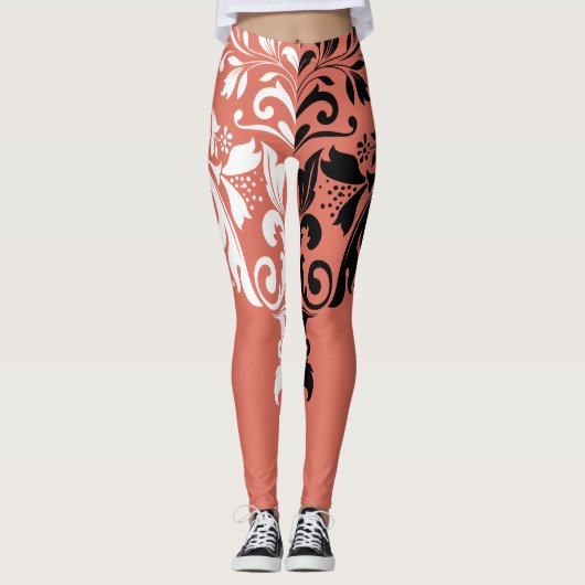 Leggings Fille blanche et noire florale (Devant)