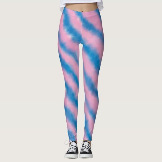 Leggings Fille Bleu et Cloud rose Retro Grandes Esthétiques (Devant)