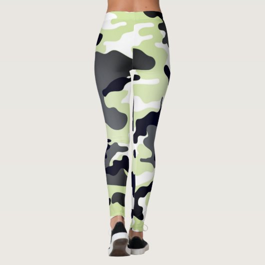 Leggings Fille dans la mode Green Black & White Army (Dos)