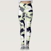 Leggings Fille dans la mode Green Black & White Army (Devant)