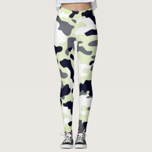 Leggings Fille dans la mode Green Black & White Army