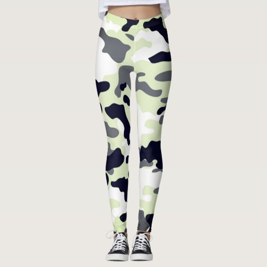 Leggings Fille dans la mode Green Black & White Army (Devant)