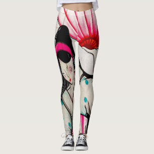 Leggings Fille de geisha avec le parapluie