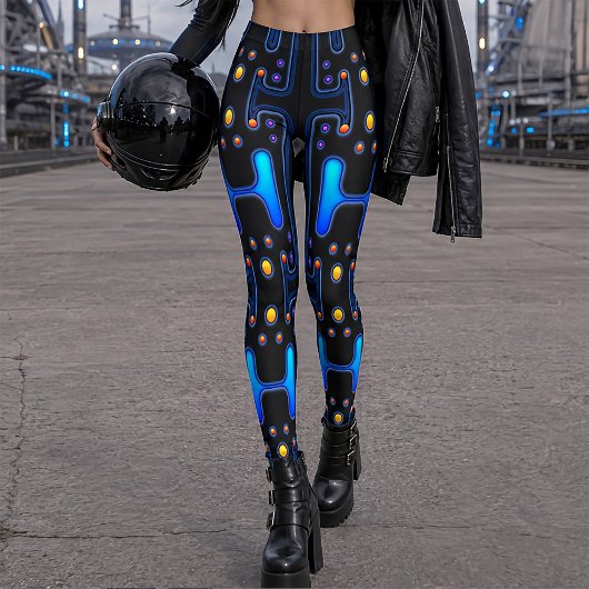 Leggings Fille de l'espace gothique noir Android mécanique