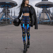 Leggings Fille de l'espace gothique noir Android mécanique