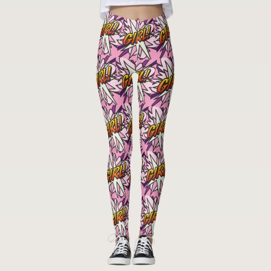 Leggings Fille de pop art de bande dessinée (Devant)