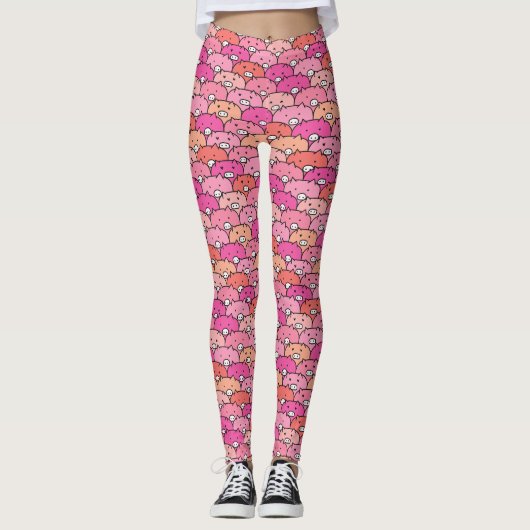 Leggings Fille drôle Motif de porc (Devant)