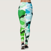 Leggings Fille en mode Vert Bleu Noir & Blanc Armée (Dos)