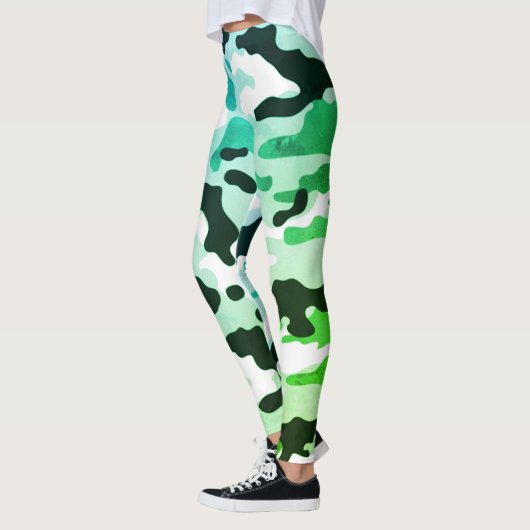 Leggings Fille en mode Vert Bleu Noir & Blanc Armée (Gauche)