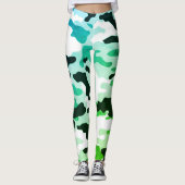 Leggings Fille en mode Vert Bleu Noir & Blanc Armée (Devant)