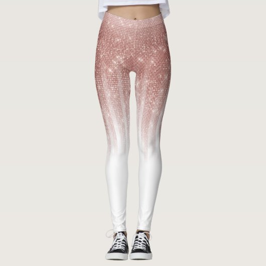 Leggings Fille Glamour Rose Parties scintillant or Gradient (Devant)