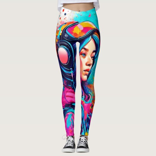 Leggings Fille lunaire colorée (Devant)
