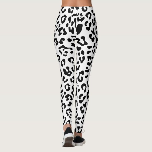 Leggings Fille noir et blanc tache léopard (Dos)
