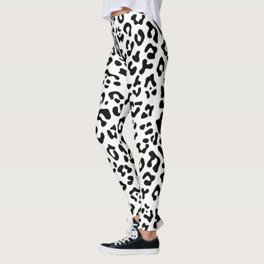 Leggings Fille noir et blanc tache léopard (Gauche)