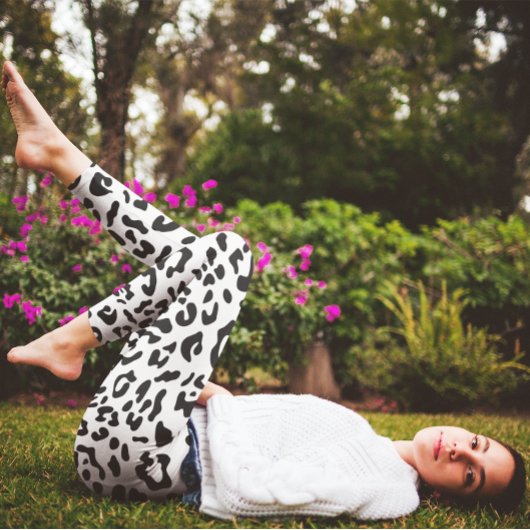 Leggings Fille noir et blanc tache léopard