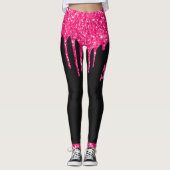 Leggings Fille Noir Hot Rose Parties scintillant Drivers No (Devant)