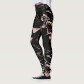 Leggings Fille Noir Marbre Rose Gold Foil (Gauche)