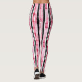 Leggings Fille rose blanc rayures noires (Dos)