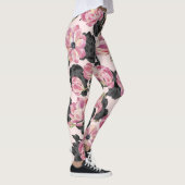 Leggings Fille Rose et Noir Aquarelle Fleurs (Droite)