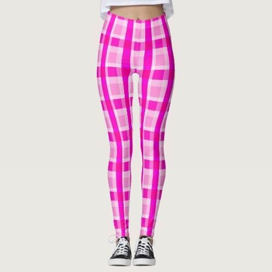 Leggings Fille rose Plaid (Devant)