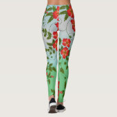 Leggings Fille tendance Rouge Vert Vert Blanc Floral Aquare (Dos)