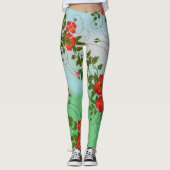 Leggings Fille tendance Rouge Vert Vert Blanc Floral Aquare (Devant)