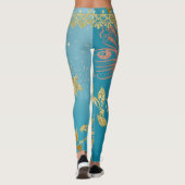 Leggings Fille Turquoise Parties scintillant Or Ombre Bleu (Dos)