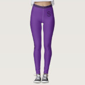 Leggings Fille Violet Avec Nom Personnalisable Et Monogramm (Devant)