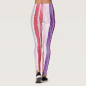 Leggings Fille violet rose rouge vif rayures (Dos)