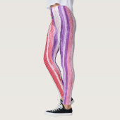 Leggings Fille violet rose rouge vif rayures (Gauche)