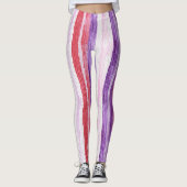 Leggings Fille violet rose rouge vif rayures (Devant)