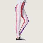 Leggings Fille violet rose rouge vif rayures (Droite)