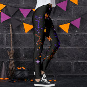 Leggings Filles éffrayantes Halloween violet orange et noir