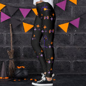Leggings Filles éffrayantes Halloween violet orange et noir
