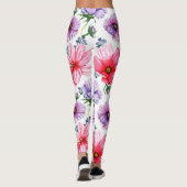 Leggings Filles & Femmes Leggings, Red & Purple Floral Natu (Dos)