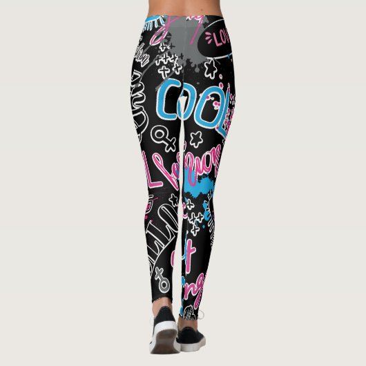 Leggings Filles motif avec slogan calligraphique, coeurs, d (Dos)