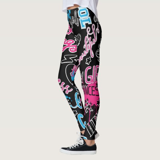 Leggings Filles motif avec slogan calligraphique, coeurs, d (Gauche)