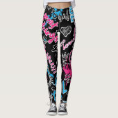 Leggings Filles motif avec slogan calligraphique, coeurs, d (Devant)