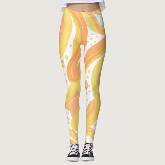 Leggings Fils Orangés Et Jaunes Avec Points (Devant)
