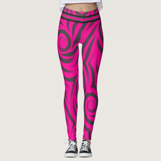Leggings Fils roses et noirs chauds (Devant)