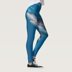 Leggings Fins Fin : requin de récif avec mignon poisson pil
